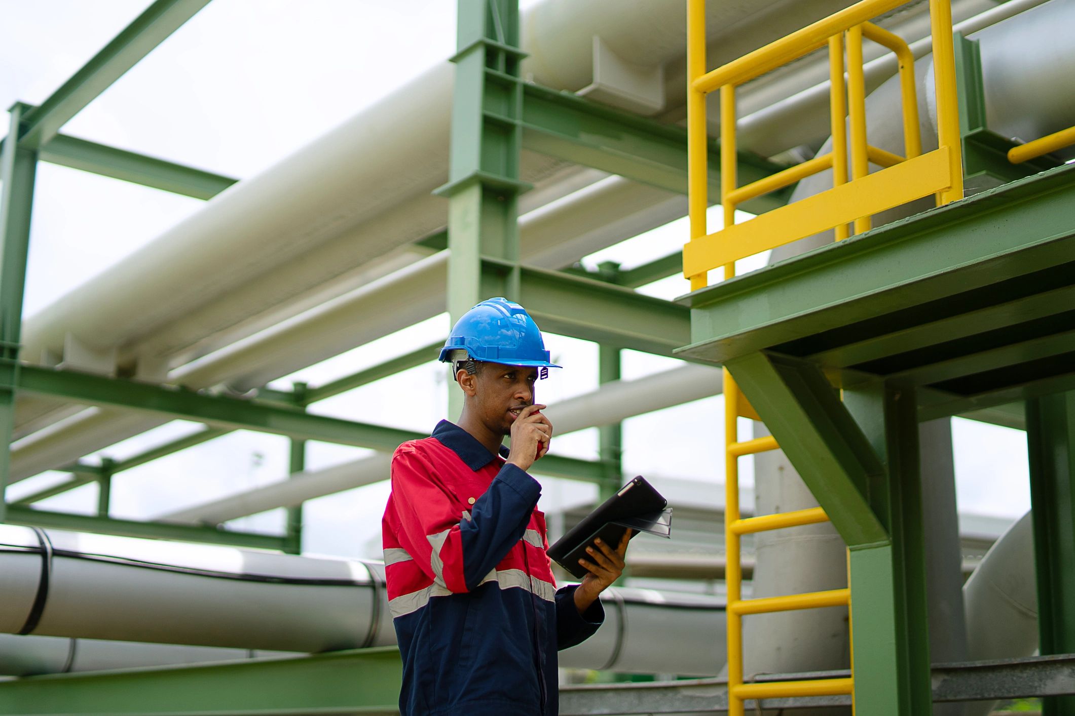 Industrial maintenance technician working at a treatment facility